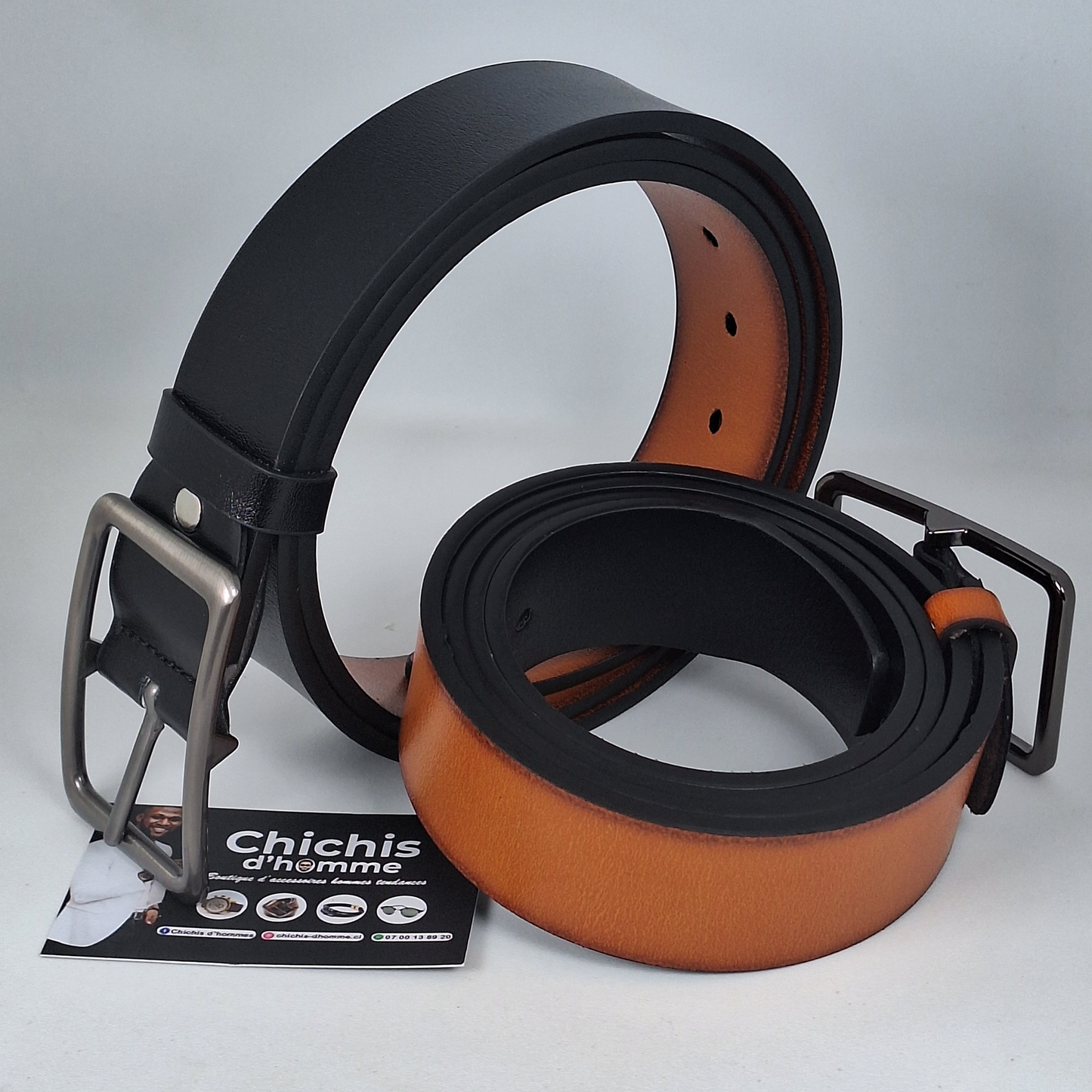 Ceinture Double Face en Cuir PU